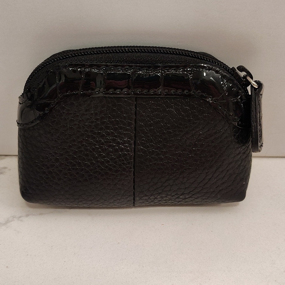 Brighton Small Black Leather Coin Purse Pebble Embossed - Picture 3 of 6